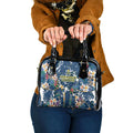 North Queensland Cowboys Shoulder Handbag Tropical Hibiscus Floral Pattern With Blue And Yellow Accents