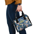 North Queensland Cowboys Shoulder Handbag Tropical Hibiscus Floral Pattern With Blue And Yellow Accents