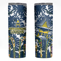 North Queensland Cowboys Skinny Tumbler Tropical Hibiscus Floral Pattern With Blue And Yellow Accents