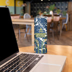 North Queensland Cowboys Skinny Tumbler Tropical Hibiscus Floral Pattern With Blue And Yellow Accents