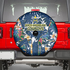 North Queensland Cowboys Spare Tire Cover Tropical Hibiscus Floral Pattern With Blue And Yellow Accents