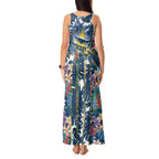 North Queensland Cowboys Tank Maxi Dress Tropical Hibiscus Floral Pattern With Blue And Yellow Accents