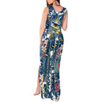 North Queensland Cowboys Tank Maxi Dress Tropical Hibiscus Floral Pattern With Blue And Yellow Accents