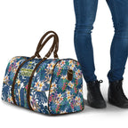 North Queensland Cowboys Travel Bag Tropical Hibiscus Floral Pattern With Blue And Yellow Accents