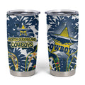 North Queensland Cowboys Tumbler Cup Tropical Hibiscus Floral Pattern With Blue And Yellow Accents