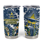 North Queensland Cowboys Tumbler Cup Tropical Hibiscus Floral Pattern With Blue And Yellow Accents