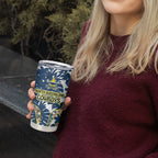 North Queensland Cowboys Tumbler Cup Tropical Hibiscus Floral Pattern With Blue And Yellow Accents
