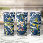 North Queensland Cowboys Tumbler Cup Tropical Hibiscus Floral Pattern With Blue And Yellow Accents