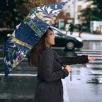 North Queensland Cowboys Umbrella Tropical Hibiscus Floral Pattern With Blue And Yellow Accents
