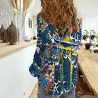 North Queensland Cowboys Women Casual Shirt Tropical Hibiscus Floral Pattern With Blue And Yellow Accents