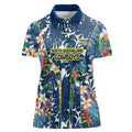 North Queensland Cowboys Women Polo Shirt Tropical Hibiscus Floral Pattern With Blue And Yellow Accents