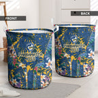 Parramatta Eels Laundry Basket Tropical Hibiscus Floral Pattern With Blue And Yellow Accents