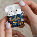 Parramatta Eels AirPods Case Tropical Hibiscus Floral Pattern With Blue And Yellow Accents