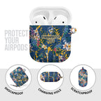 Parramatta Eels AirPods Case Tropical Hibiscus Floral Pattern With Blue And Yellow Accents