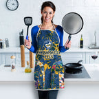 Parramatta Eels Apron Tropical Hibiscus Floral Pattern With Blue And Yellow Accents