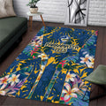 Parramatta Eels Area Rug Tropical Hibiscus Floral Pattern With Blue And Yellow Accents