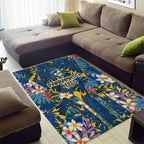 Parramatta Eels Area Rug Tropical Hibiscus Floral Pattern With Blue And Yellow Accents
