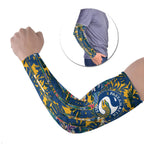 Parramatta Eels Arm Sleeves Tropical Hibiscus Floral Pattern With Blue And Yellow Accents