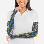Parramatta Eels Arm Sleeves Tropical Hibiscus Floral Pattern With Blue And Yellow Accents