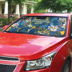 Parramatta Eels Auto Sun Shade Tropical Hibiscus Floral Pattern With Blue And Yellow Accents