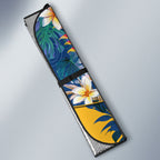 Parramatta Eels Auto Sun Shade Tropical Hibiscus Floral Pattern With Blue And Yellow Accents