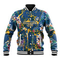 Parramatta Eels Baseball Jacket Tropical Hibiscus Floral Pattern With Blue And Yellow Accents
