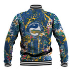 Parramatta Eels Baseball Jacket Tropical Hibiscus Floral Pattern With Blue And Yellow Accents