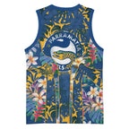 Parramatta Eels Basketball Jersey Tropical Hibiscus Floral Pattern With Blue And Yellow Accents