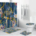 Parramatta Eels Bathroom Set Tropical Hibiscus Floral Pattern With Blue And Yellow Accents