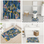Parramatta Eels Bathroom Set Tropical Hibiscus Floral Pattern With Blue And Yellow Accents