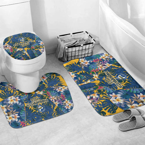 Parramatta Eels Bathroom Set Tropical Hibiscus Floral Pattern With Blue And Yellow Accents