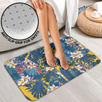 Parramatta Eels Bathroom Set Tropical Hibiscus Floral Pattern With Blue And Yellow Accents