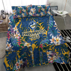 Parramatta Eels Bedding Set Tropical Hibiscus Floral Pattern With Blue And Yellow Accents