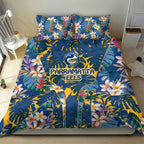 Parramatta Eels Bedding Set Tropical Hibiscus Floral Pattern With Blue And Yellow Accents