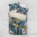 Parramatta Eels Bedding Set Tropical Hibiscus Floral Pattern With Blue And Yellow Accents