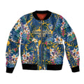 Parramatta Eels Bomber Jacket Tropical Hibiscus Floral Pattern With Blue And Yellow Accents