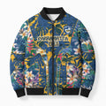 Parramatta Eels Bomber Puffer Jacket Tropical Hibiscus Floral Pattern With Blue And Yellow Accents