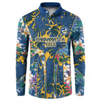 Parramatta Eels Button Sweatshirt Tropical Hibiscus Floral Pattern With Blue And Yellow Accents