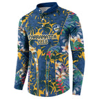 Parramatta Eels Button Sweatshirt Tropical Hibiscus Floral Pattern With Blue And Yellow Accents