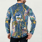 Parramatta Eels Button Sweatshirt Tropical Hibiscus Floral Pattern With Blue And Yellow Accents