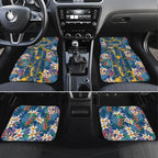Parramatta Eels Car Mats Tropical Hibiscus Floral Pattern With Blue And Yellow Accents