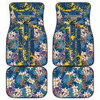 Parramatta Eels Car Mats Tropical Hibiscus Floral Pattern With Blue And Yellow Accents
