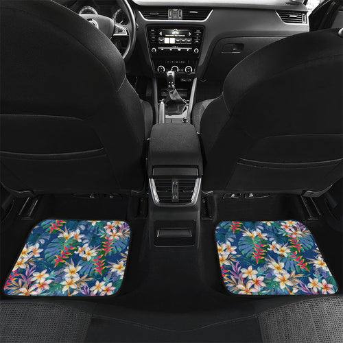 Parramatta Eels Car Mats Tropical Hibiscus Floral Pattern With Blue And Yellow Accents