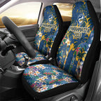 Parramatta Eels Car Seat Cover Tropical Hibiscus Floral Pattern With Blue And Yellow Accents