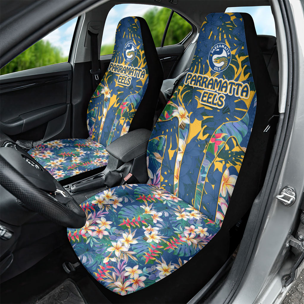 Parramatta Eels Car Seat Cover Tropical Hibiscus Floral Pattern With Blue And Yellow Accents