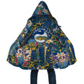 Parramatta Eels Cloak Tropical Hibiscus Floral Pattern With Blue And Yellow Accents