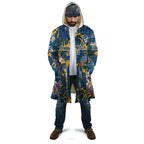 Parramatta Eels Cloak Tropical Hibiscus Floral Pattern With Blue And Yellow Accents