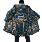 Parramatta Eels Cloak Tropical Hibiscus Floral Pattern With Blue And Yellow Accents