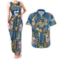 Parramatta Eels Couples Matching Tank Maxi Dress and Hawaiian Shirt Tropical Hibiscus Floral Pattern With Blue And Yellow Accents