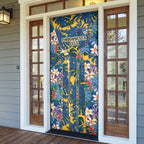 Parramatta Eels Door Cover Tropical Hibiscus Floral Pattern With Blue And Yellow Accents